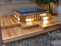 Large Deck w/backlighting and seating area around tub